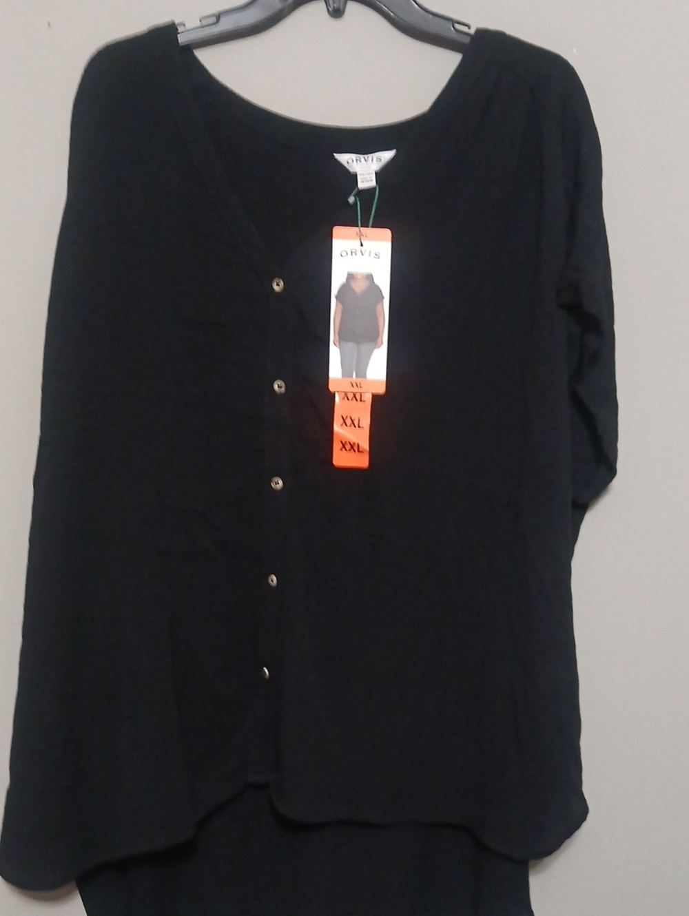 Orvis Xxl Black Button-Front Women's Top